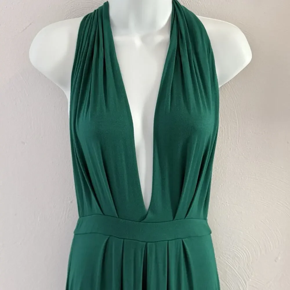 Tart Emerald Green Halter Maxi Dress Backless Plunging Grecian Modal M - Picture 5 of 14